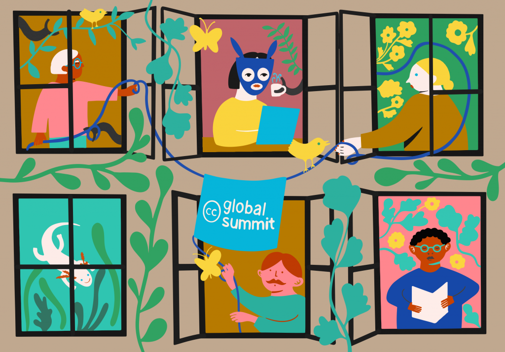 Official art work for the CC Global Summit in 2023 by Eréndira Derbez.